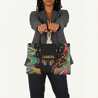 African Juneteenth Freedom Day 1865 Leather Bag Colors Liquid Marble With Broken Chains
