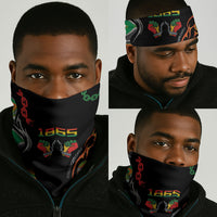 African Juneteenth Freedom Day 1865 Neck Gaiter Colors Liquid Marble With Broken Chains