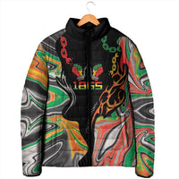 African Juneteenth Freedom Day 1865 Padded Jacket Colors Liquid Marble With Broken Chains