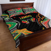 African Juneteenth Freedom Day 1865 Quilt Bed Set Colors Liquid Marble With Broken Chains