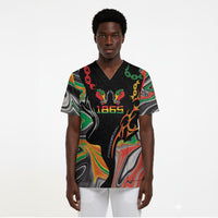 African Juneteenth Freedom Day 1865 Scrub Top Colors Liquid Marble With Broken Chains
