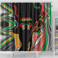 African Juneteenth Freedom Day 1865 Shower Curtain Colors Liquid Marble With Broken Chains