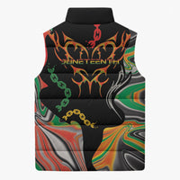 African Juneteenth Freedom Day 1865 Sleeveless Puffer Jacket Colors Liquid Marble With Broken Chains