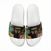 African Juneteenth Freedom Day 1865 Slide Sandals Colors Liquid Marble With Broken Chains