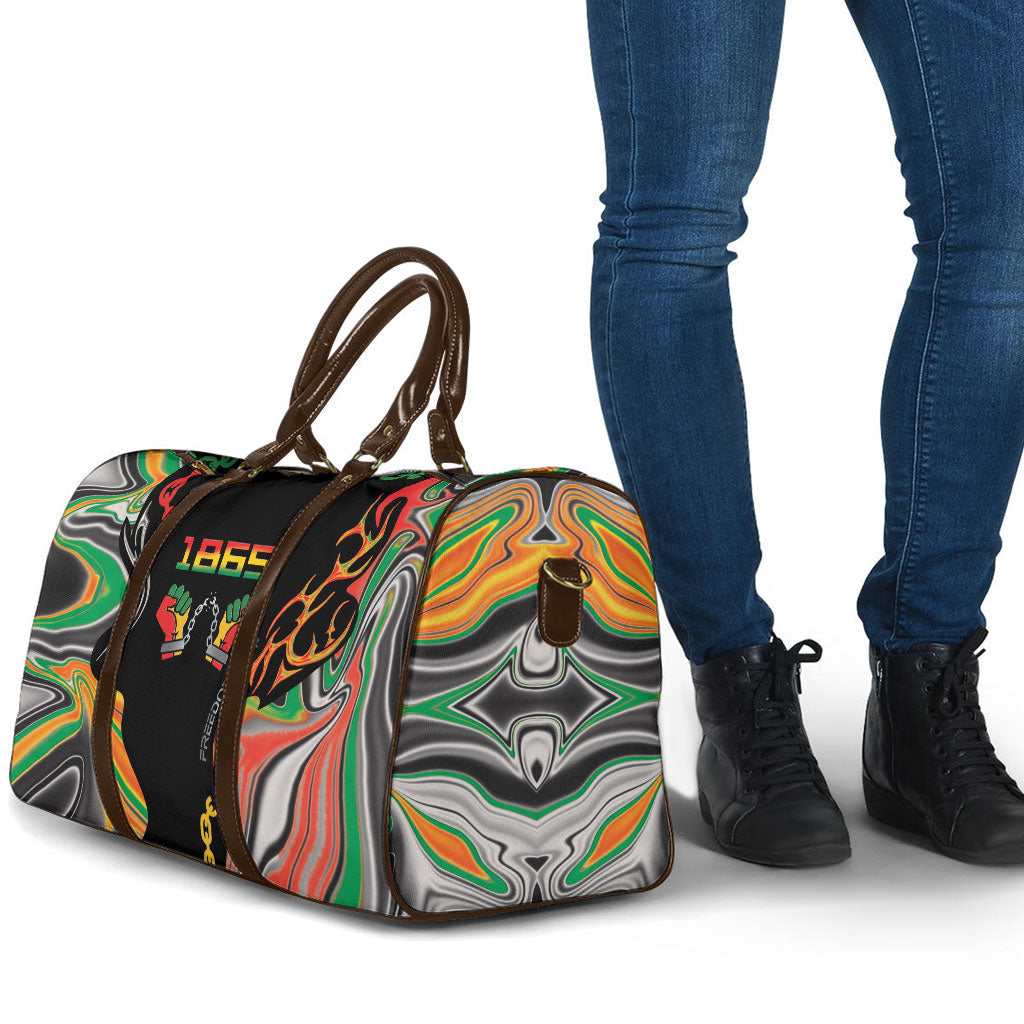 African Juneteenth Freedom Day 1865 Travel Bag Colors Liquid Marble With Broken Chains