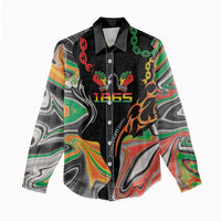 African Juneteenth Freedom Day 1865 Women Casual Shirt Colors Liquid Marble With Broken Chains