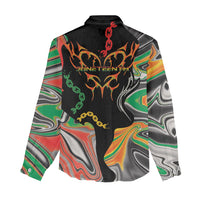 African Juneteenth Freedom Day 1865 Women Casual Shirt Colors Liquid Marble With Broken Chains