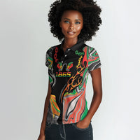 African Juneteenth Freedom Day 1865 Women Polo Shirt Colors Liquid Marble With Broken Chains