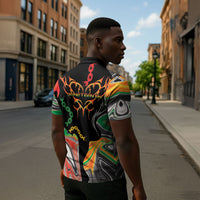 African Juneteenth Freedom Day 1865 Zipper Polo Shirt Colors Liquid Marble With Broken Chains