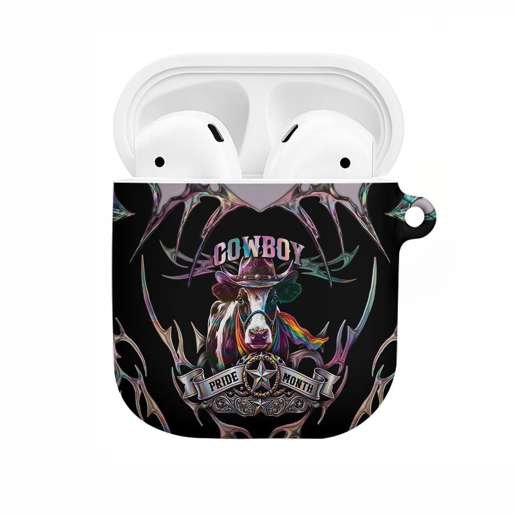 Cowboy Pride Month Sounds Gay Im in AirPods Case Y2K Tribal Chrome With Rainbow Scarf Cow