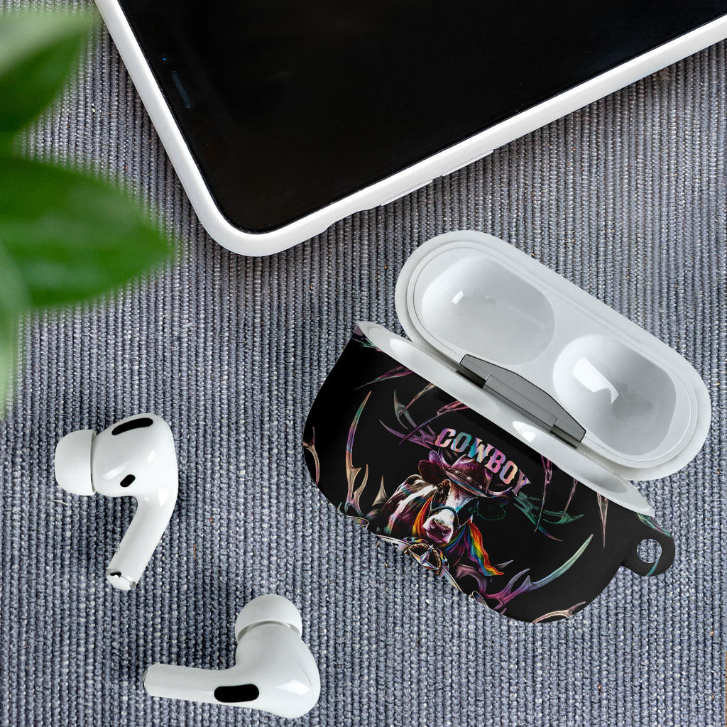 Cowboy Pride Month Sounds Gay Im in AirPods Case Y2K Tribal Chrome With Rainbow Scarf Cow