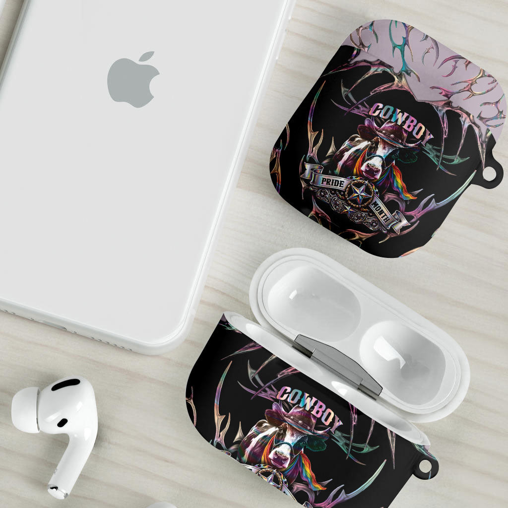 Cowboy Pride Month Sounds Gay Im in AirPods Case Y2K Tribal Chrome With Rainbow Scarf Cow