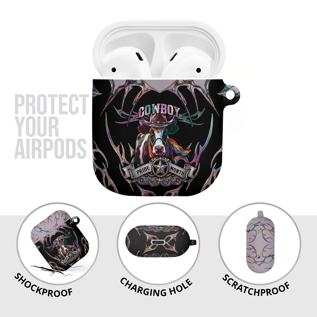 Cowboy Pride Month Sounds Gay Im in AirPods Case Y2K Tribal Chrome With Rainbow Scarf Cow