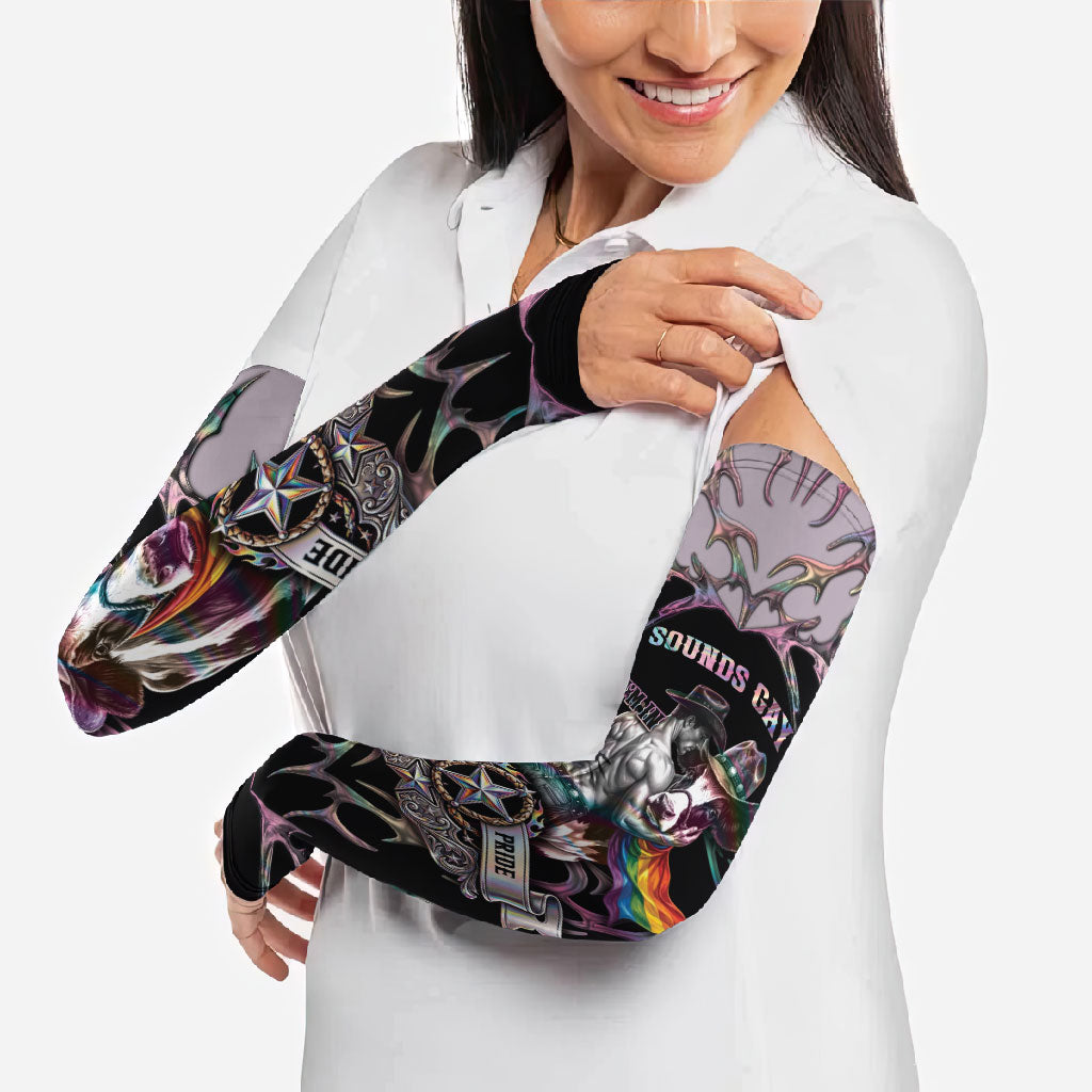 Cowboy Pride Month Sounds Gay Im in Arm Sleeves Y2K Tribal Chrome With Rainbow Scarf Cow