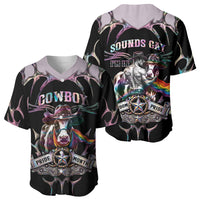 Cowboy Pride Month Sounds Gay Im in Baseball Jersey Y2K Tribal Chrome With Rainbow Scarf Cow
