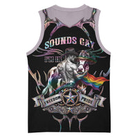 Cowboy Pride Month Sounds Gay Im in Basketball Jersey Y2K Tribal Chrome With Rainbow Scarf Cow