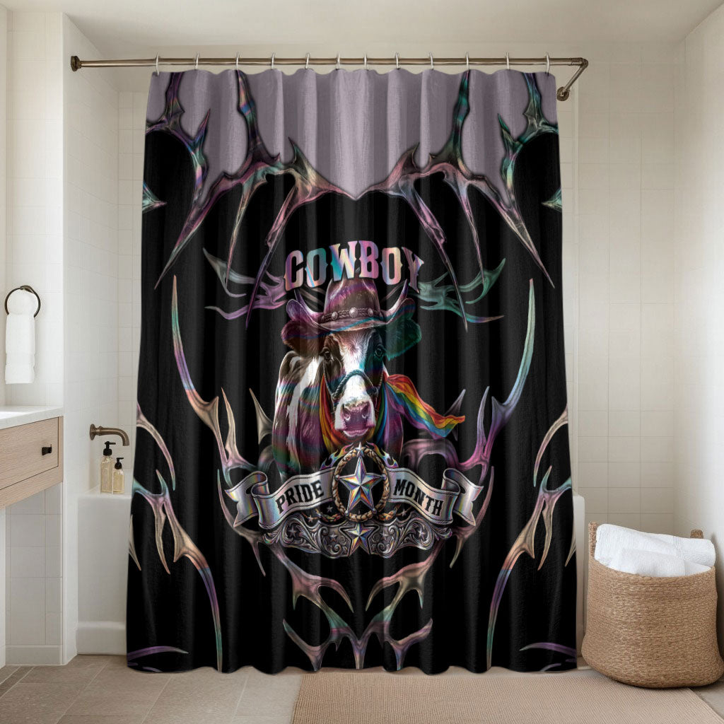 Cowboy Pride Month Sounds Gay Im in Bathroom Set Y2K Tribal Chrome With Rainbow Scarf Cow