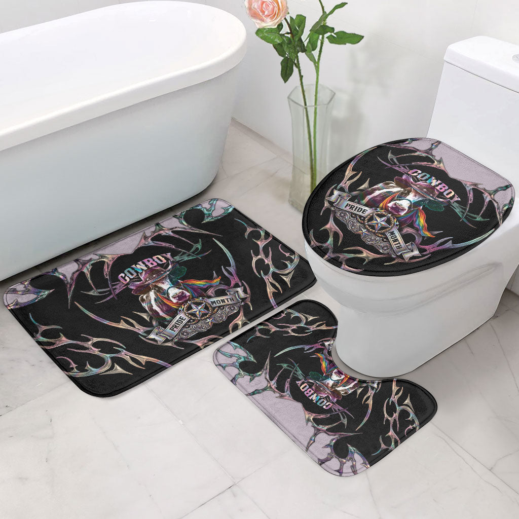 Cowboy Pride Month Sounds Gay Im in Bathroom Set Y2K Tribal Chrome With Rainbow Scarf Cow