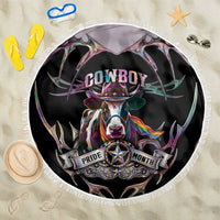 Cowboy Pride Month Sounds Gay Im in Beach Blanket Y2K Tribal Chrome With Rainbow Scarf Cow