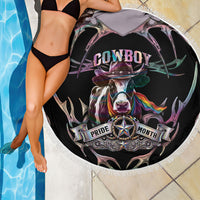 Cowboy Pride Month Sounds Gay Im in Beach Blanket Y2K Tribal Chrome With Rainbow Scarf Cow