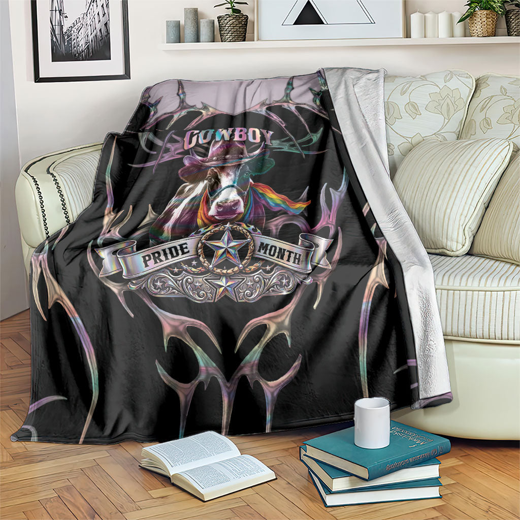 Cowboy Pride Month Sounds Gay Im in Blanket Y2K Tribal Chrome With Rainbow Scarf Cow