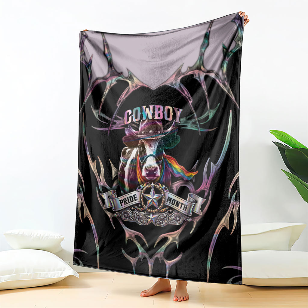 Cowboy Pride Month Sounds Gay Im in Blanket Y2K Tribal Chrome With Rainbow Scarf Cow