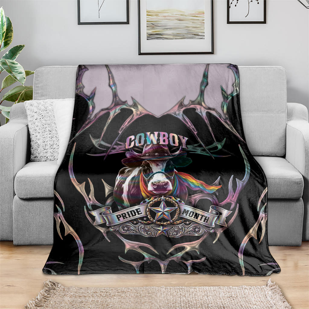 Cowboy Pride Month Sounds Gay Im in Blanket Y2K Tribal Chrome With Rainbow Scarf Cow