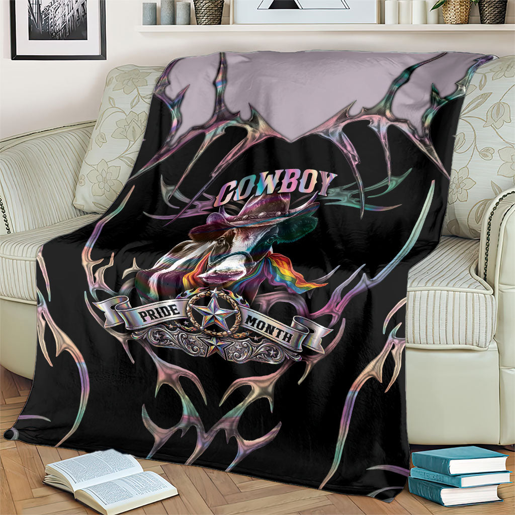 Cowboy Pride Month Sounds Gay Im in Blanket Y2K Tribal Chrome With Rainbow Scarf Cow