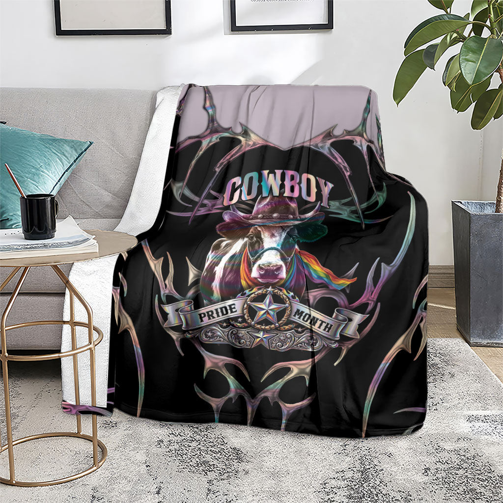 Cowboy Pride Month Sounds Gay Im in Blanket Y2K Tribal Chrome With Rainbow Scarf Cow