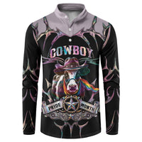 Cowboy Pride Month Sounds Gay Im in Button Sweatshirt Y2K Tribal Chrome With Rainbow Scarf Cow