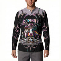 Cowboy Pride Month Sounds Gay Im in Button Sweatshirt Y2K Tribal Chrome With Rainbow Scarf Cow