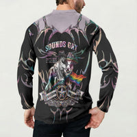 Cowboy Pride Month Sounds Gay Im in Button Sweatshirt Y2K Tribal Chrome With Rainbow Scarf Cow
