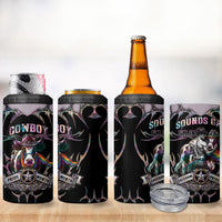 Cowboy Pride Month Sounds Gay Im in 4 in 1 Can Cooler Tumbler Y2K Tribal Chrome With Rainbow Scarf Cow