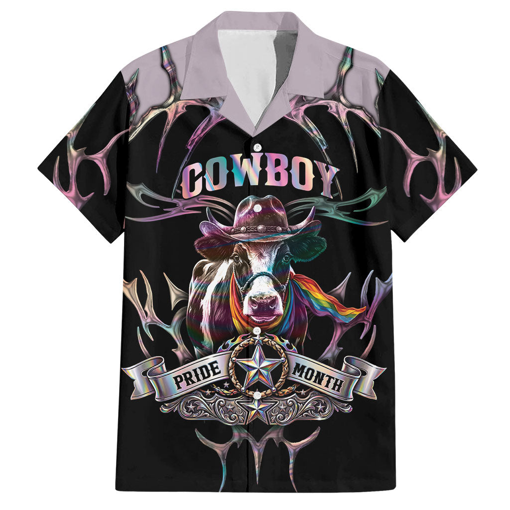 Cowboy Pride Month Sounds Gay Im in Hawaiian Shirt Y2K Tribal Chrome With Rainbow Scarf Cow
