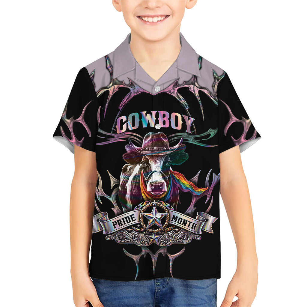 Cowboy Pride Month Sounds Gay Im in Hawaiian Shirt Y2K Tribal Chrome With Rainbow Scarf Cow
