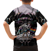 Cowboy Pride Month Sounds Gay Im in Kid Hawaiian Shirt Y2K Tribal Chrome With Rainbow Scarf Cow