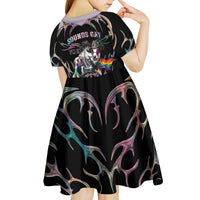 Cowboy Pride Month Sounds Gay Im in Kid Short Sleeve Dress Y2K Tribal Chrome With Rainbow Scarf Cow