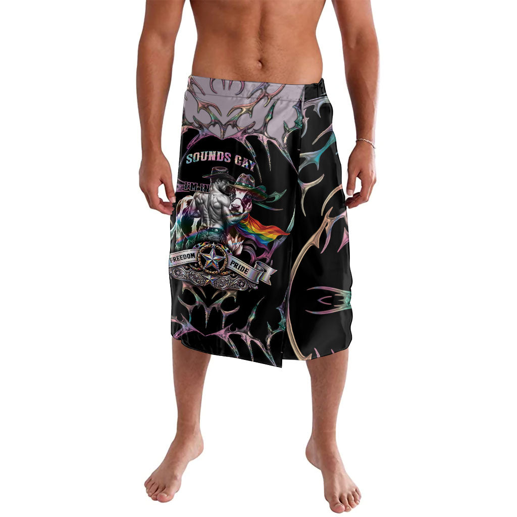 Cowboy Pride Month Sounds Gay Im in Lavalava Y2K Tribal Chrome With Rainbow Scarf Cow