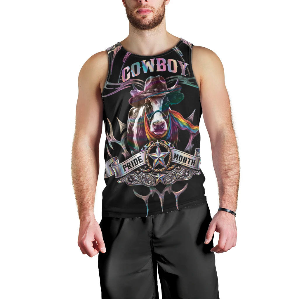 Cowboy Pride Month Sounds Gay Im in Men Tank Top Y2K Tribal Chrome With Rainbow Scarf Cow