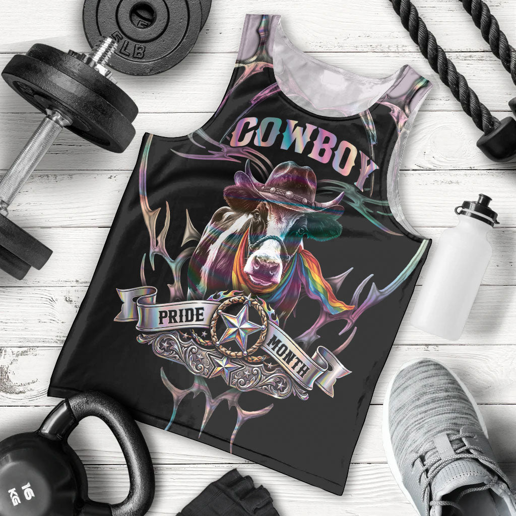 Cowboy Pride Month Sounds Gay Im in Men Tank Top Y2K Tribal Chrome With Rainbow Scarf Cow