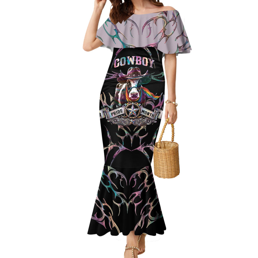 Cowboy Pride Month Sounds Gay Im in Mermaid Dress Y2K Tribal Chrome With Rainbow Scarf Cow