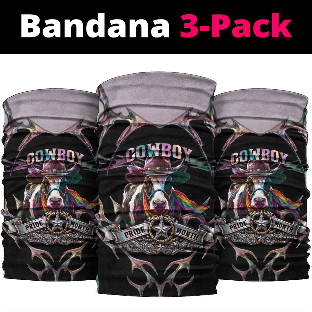 Cowboy Pride Month Sounds Gay Im in Neck Gaiter Y2K Tribal Chrome With Rainbow Scarf Cow