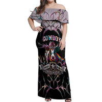Cowboy Pride Month Sounds Gay Im in Off Shoulder Maxi Dress Y2K Tribal Chrome With Rainbow Scarf Cow