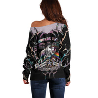 Cowboy Pride Month Sounds Gay Im in Off Shoulder Sweater Y2K Tribal Chrome With Rainbow Scarf Cow