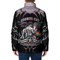 Cowboy Pride Month Sounds Gay Im in Padded Jacket Y2K Tribal Chrome With Rainbow Scarf Cow