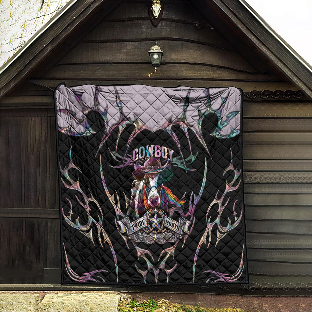 Cowboy Pride Month Sounds Gay Im in Quilt Y2K Tribal Chrome With Rainbow Scarf Cow