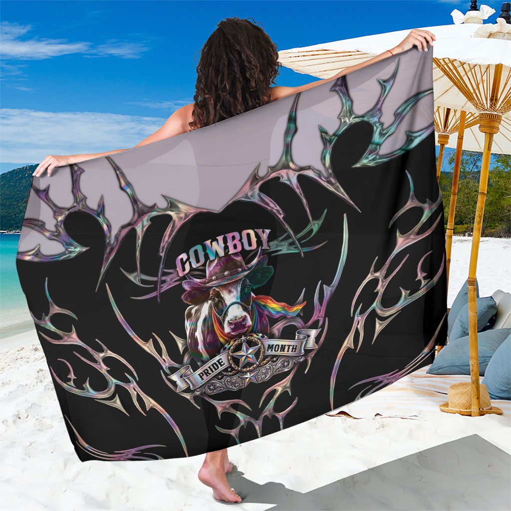 Cowboy Pride Month Sounds Gay Im in Sarong Y2K Tribal Chrome With Rainbow Scarf Cow