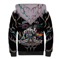 Cowboy Pride Month Sounds Gay Im in Sherpa Hoodie Y2K Tribal Chrome With Rainbow Scarf Cow