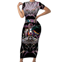 Cowboy Pride Month Sounds Gay Im in Short Sleeve Bodycon Dress Y2K Tribal Chrome With Rainbow Scarf Cow