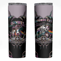 Cowboy Pride Month Sounds Gay Im in Skinny Tumbler Y2K Tribal Chrome With Rainbow Scarf Cow